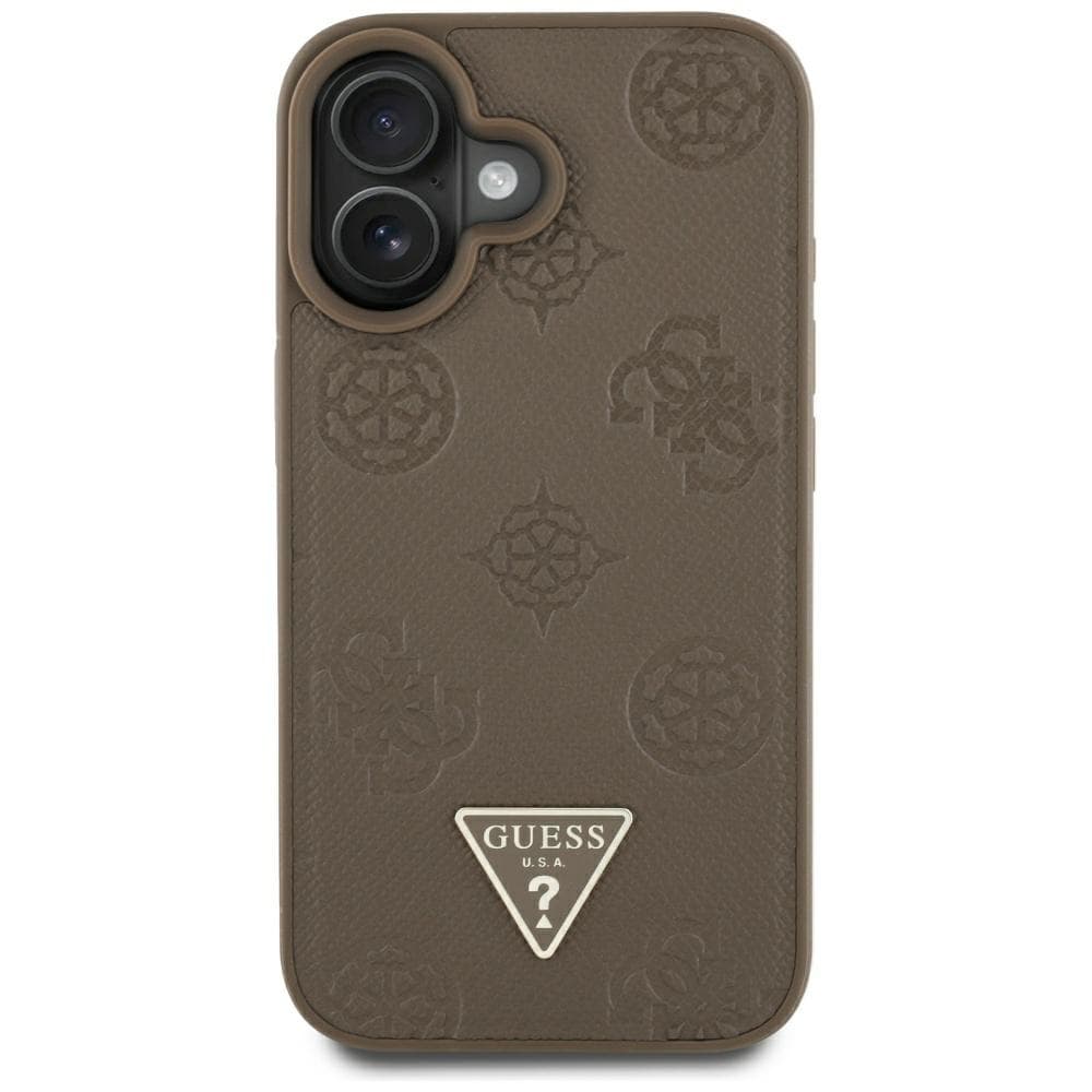 Guess Peony Grained Hot Stamp Triangle MagSafe iPhone 16 Hnědý - náhled 3