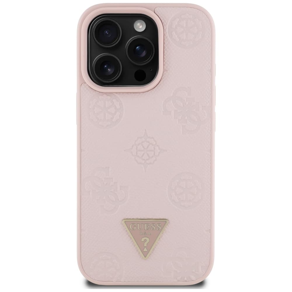 Guess Peony Grained Hot Stamp Triangle MagSafe iPhone 16 Pro růžová - náhled 3