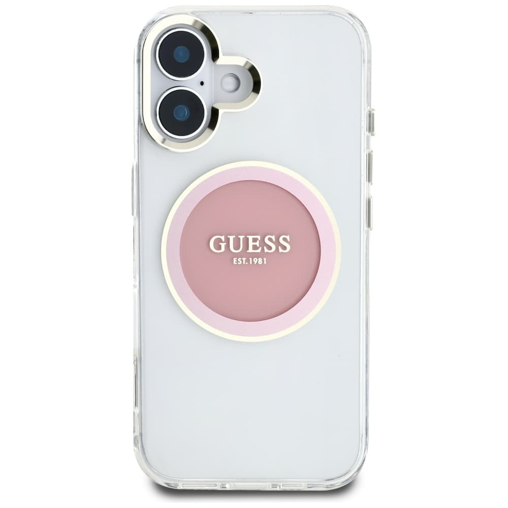 Guess IML Metal Colored Circle MagSafe GUHMP16SHTDRCEDP iPhone 16 růžová - náhled 3