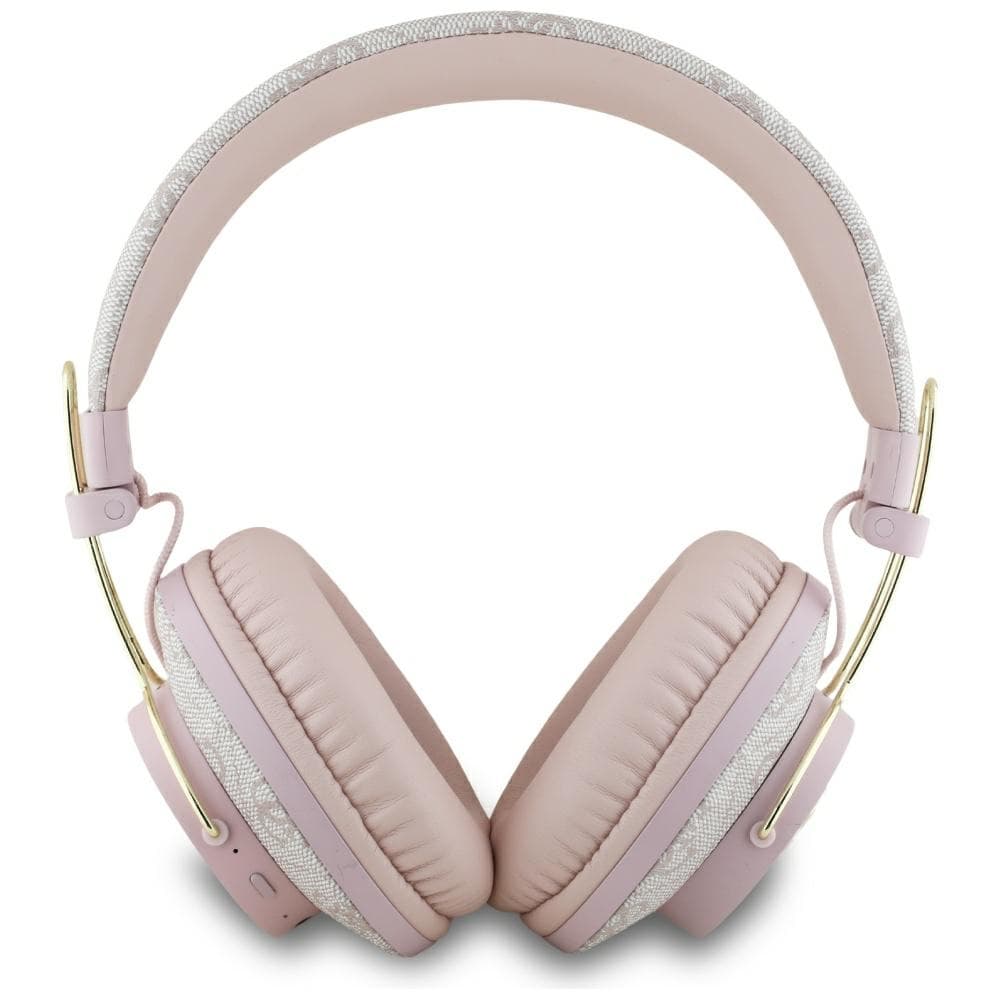 Guess Wireless Headphones 4G Metal Logo růžová Bluetooth 5.3 ENC USB-C Eco-Leather On-ear 300mAh - náhled 3