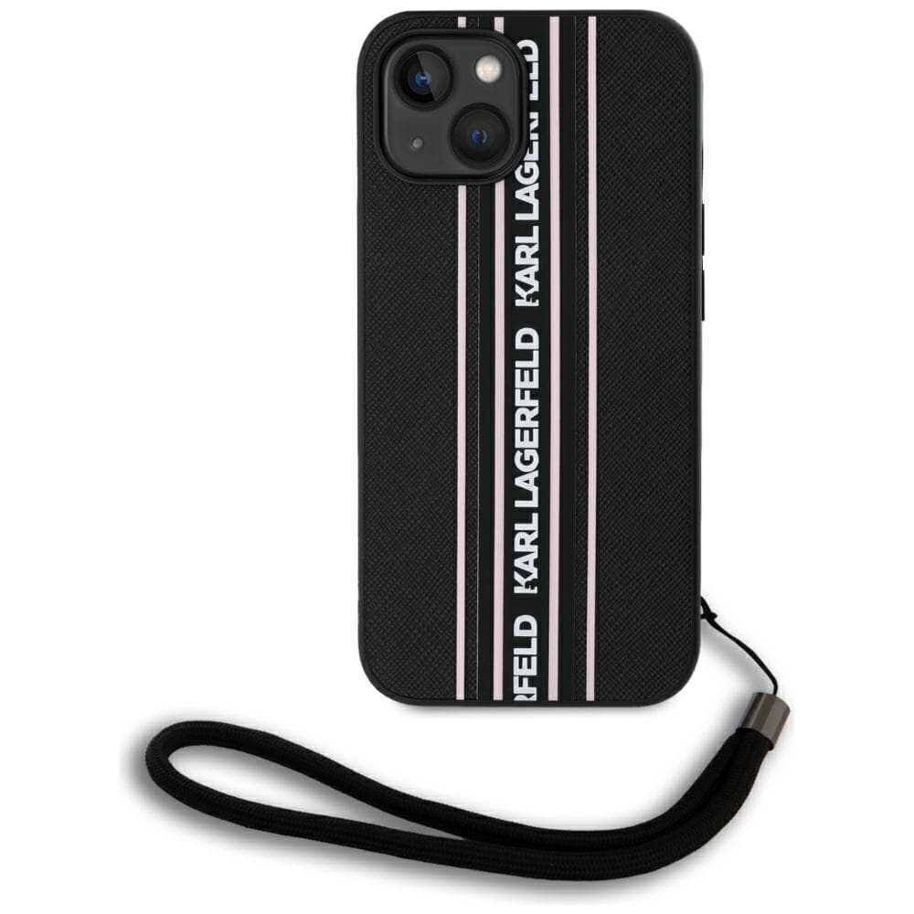 Karl Lagerfeld Saffiano Athleisure Stripes pouzdro iPhone 15 růžové - náhled 3