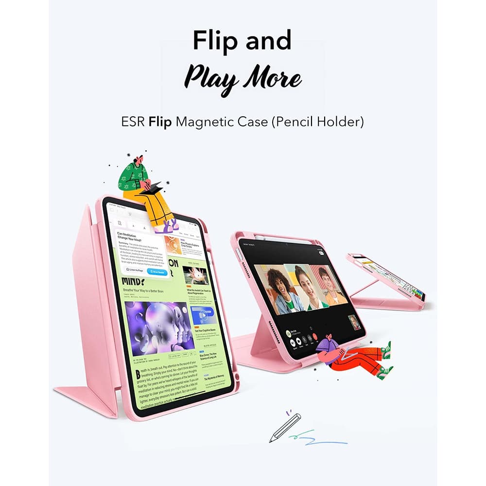 ESR Flip Hybrid s držákem na tužku iPad 10 2022 10.9 / 11 2025 růžová - náhled 3