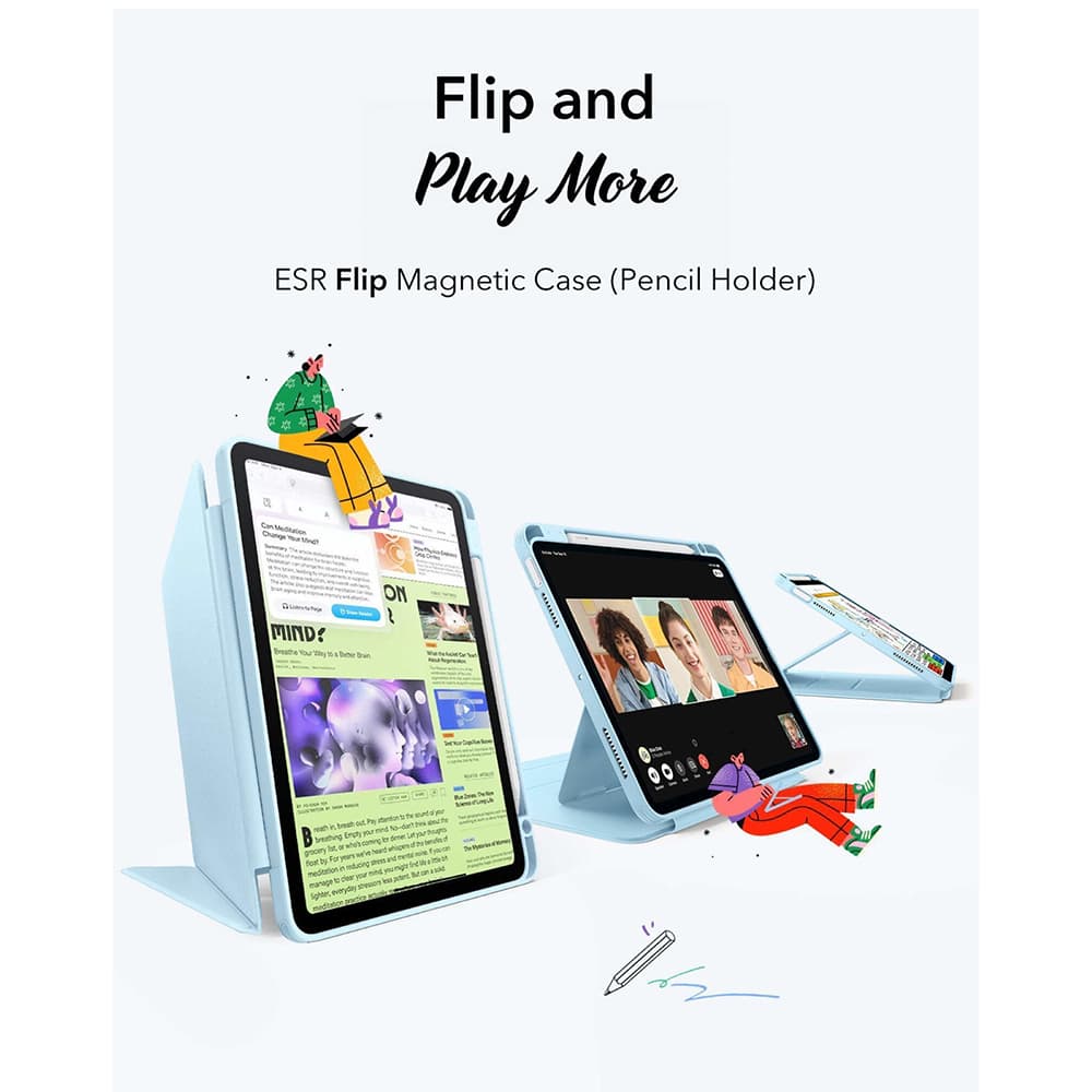 ESR - Flip Hybrid (s držákem na tužku) - iPad Air 4 (2020) / Air 5 (2022) / Air 11 (2024) / Air 11 (2025) - Sky Blue - náhled 3