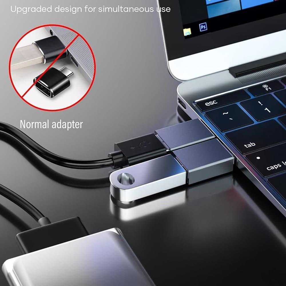 Techsuit Premium OTG Adaptér SlateVolt (A8) USB 3.0 na Type-C 5Gbps 3A šedý - náhled 3