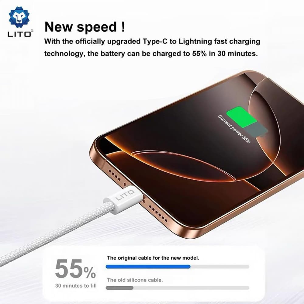 Lito Data Cable LD04CL Type-C na Lightning Rychlé nabíjení 27W 1m Bílá - náhled 3