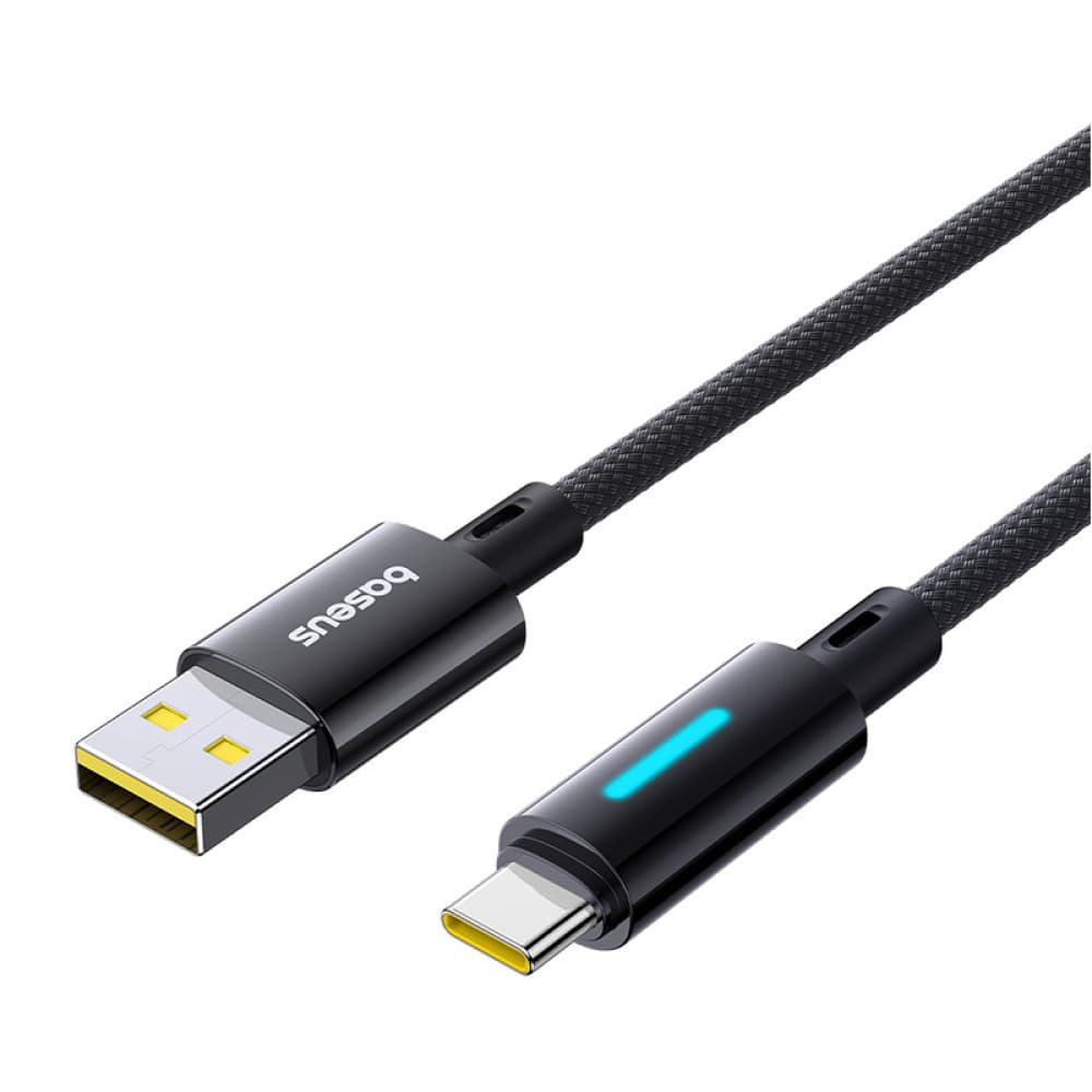 Baseus Data Cable Lit USB na Type-C 100W Rychlé nabíjení LED světlo Tlačítko 2m Kosmická černá - náhled 3
