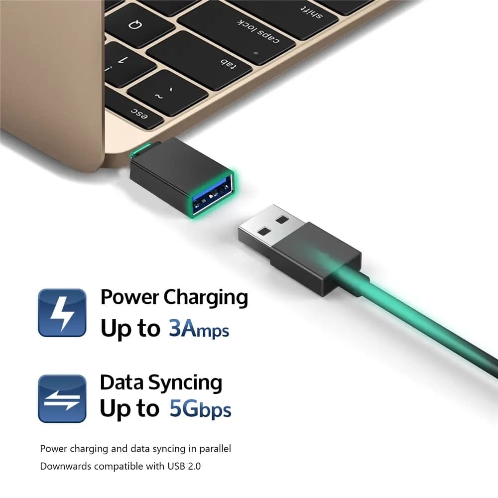 Techsuit 2 ks OTG adaptérů DuoVoltX A13 USB na Type-C 3A 5Gbps šedá - náhled 3