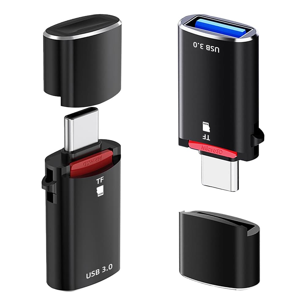 Čtečka karet Techsuit AluVoltX CC1 2v1 USB3.0 na Type-C OTG černá - náhled 3