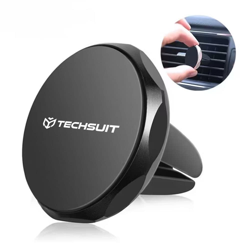 Techsuit Car Holder TinyGrip S9 do ventilace s kovovou destičkou silný magnet univerzální kompatibilita černá stříbrná - náhled 3