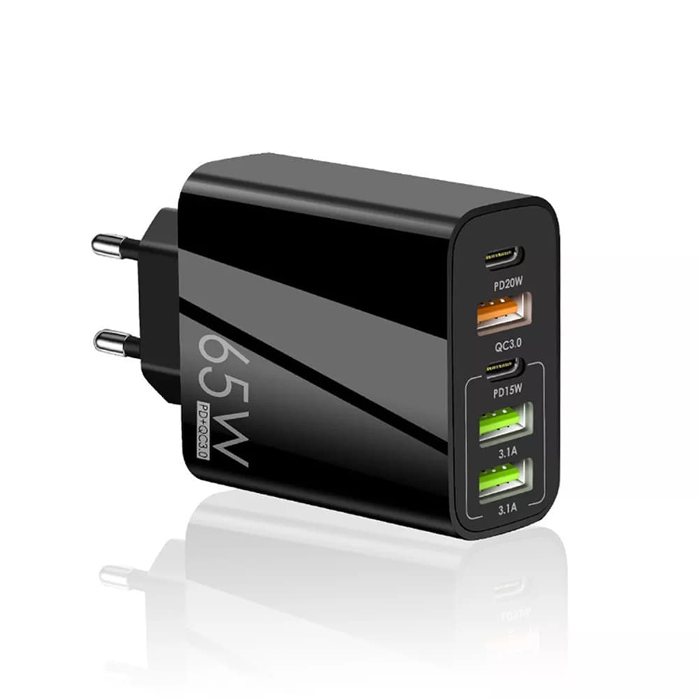 Techsuit Premium nabíječka na zeď PentaXPower 3x USB QC 3.0 2x Type-C černá - náhled 3