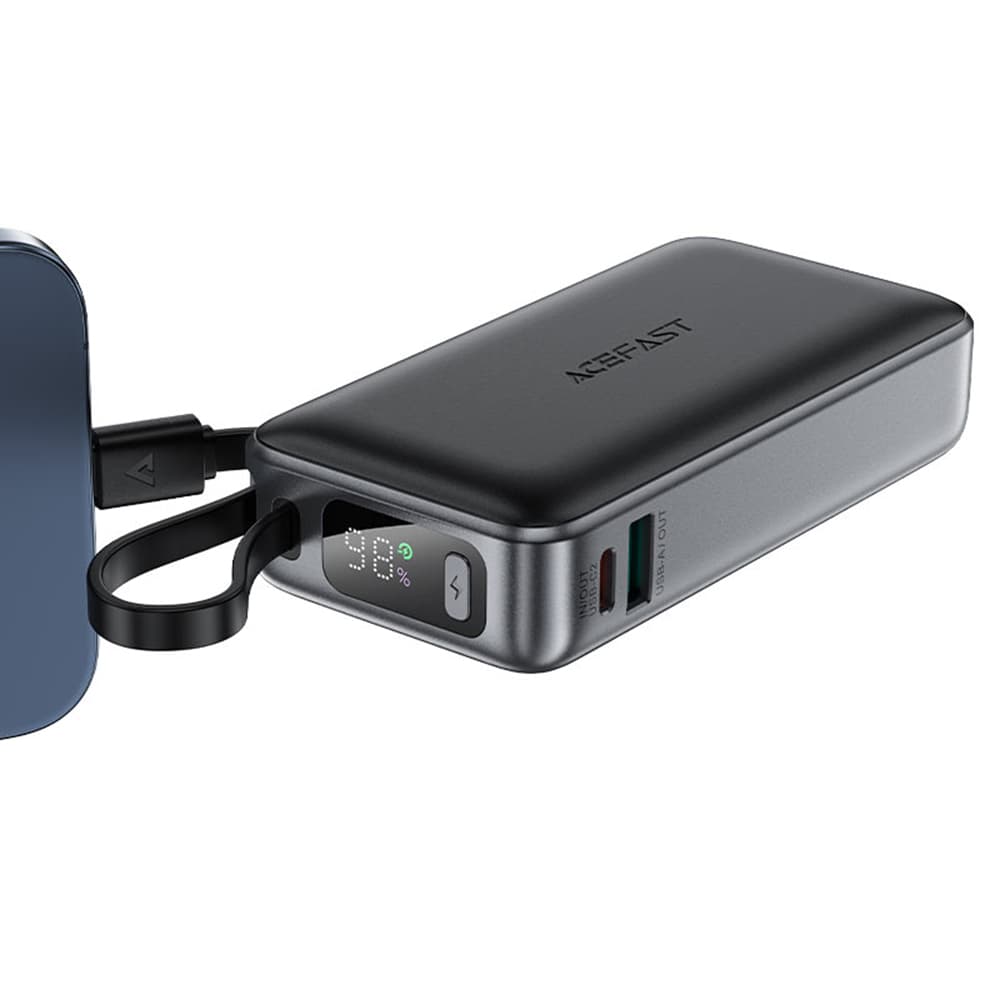 Acefast Power Bank M7-10000 s kabelem Type-C černá - náhled 3