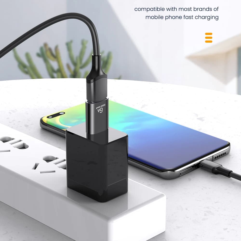 Techsuit Premium OTG Adaptér HyperPort (A2) USB na Type-C 5Gbps 6A 120W černá oranžová - náhled 3