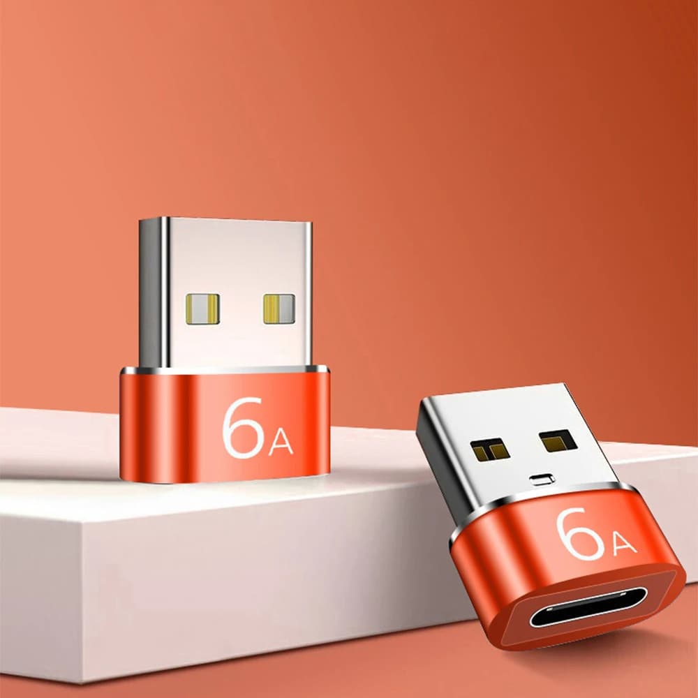 Techsuit Premium OTG Adaptér HyperPort (A4) Type-C na USB 5Gbps 6A 120W pro telefon černá oranžová - náhled 3