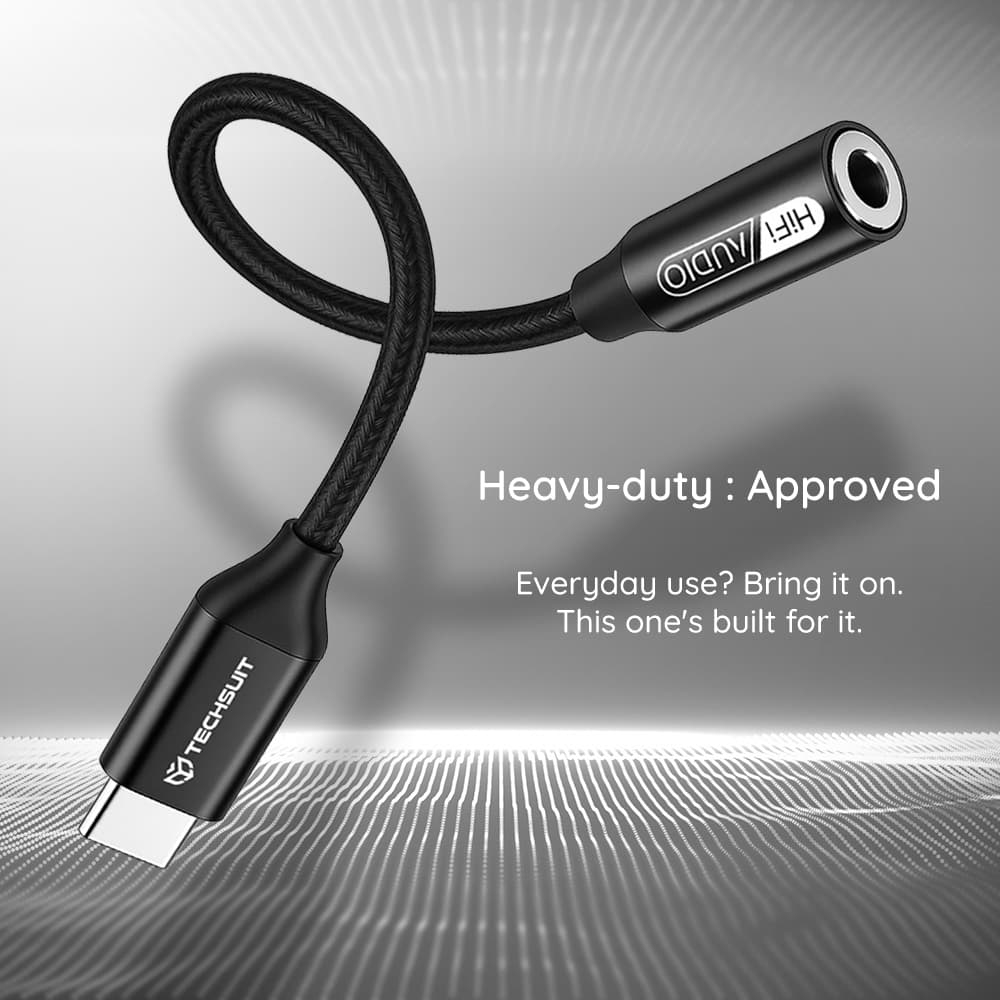 Techsuit Premium Cable Adapter FuseXound AC13 Type-C na 3.5mm Jack černý - náhled 3