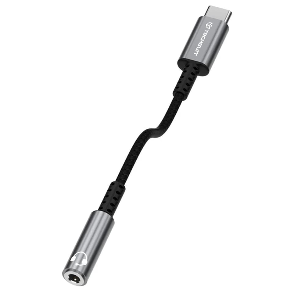 Techsuit Premium Cable Adapter SonicPiX AC14 Type-C na 3.5mm Jack 0.1m šedý - náhled 3