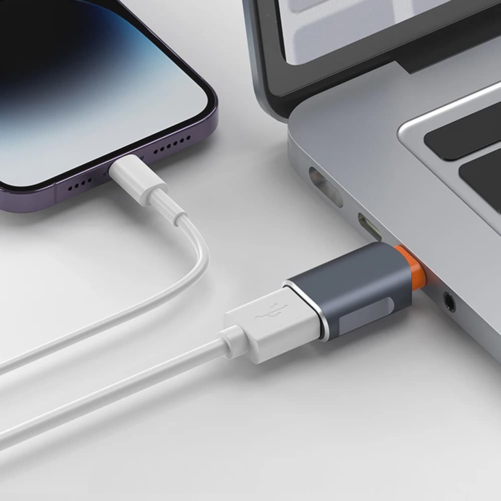 Techsuit Premium OTG Adaptér SlateVolt (A9) USB na Type-C Šedá Oranžová - náhled 3