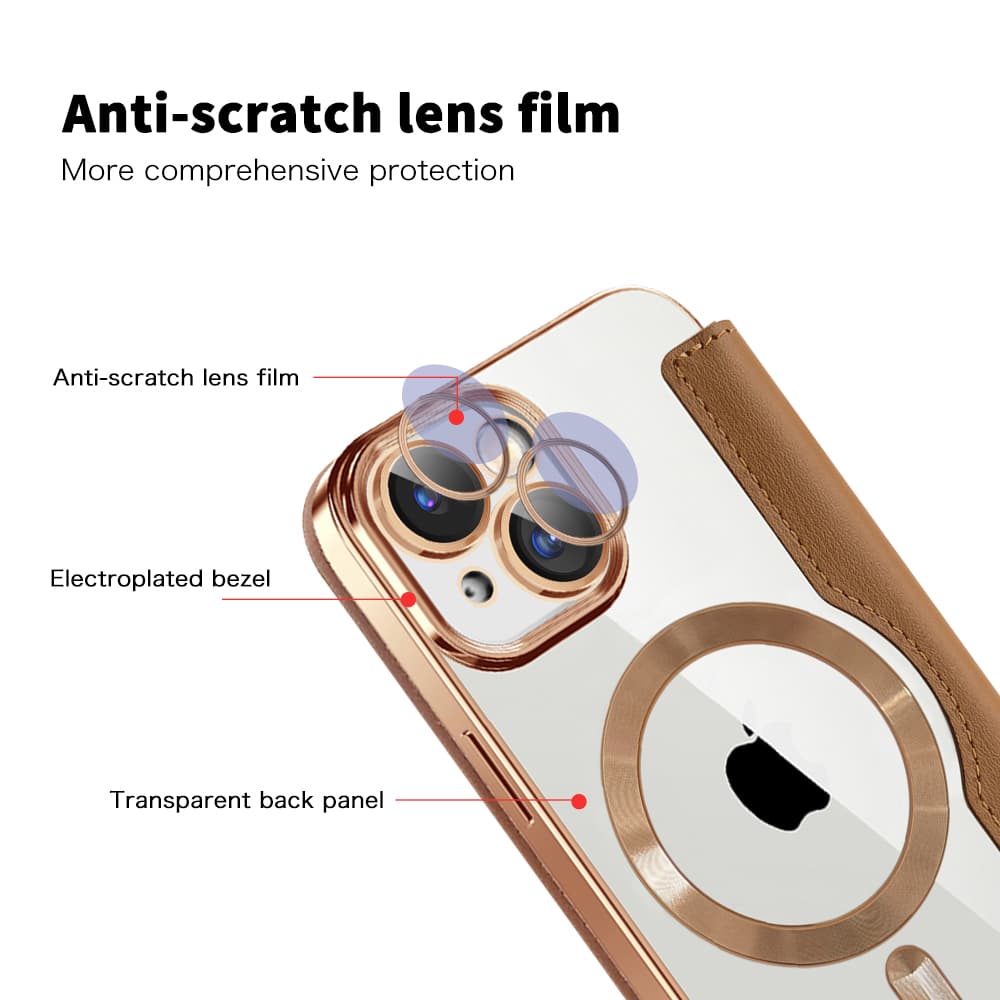 Pouzdro na knihu Techsuit SmartMag pro iPhone 15 Plus hnědé - náhled 3
