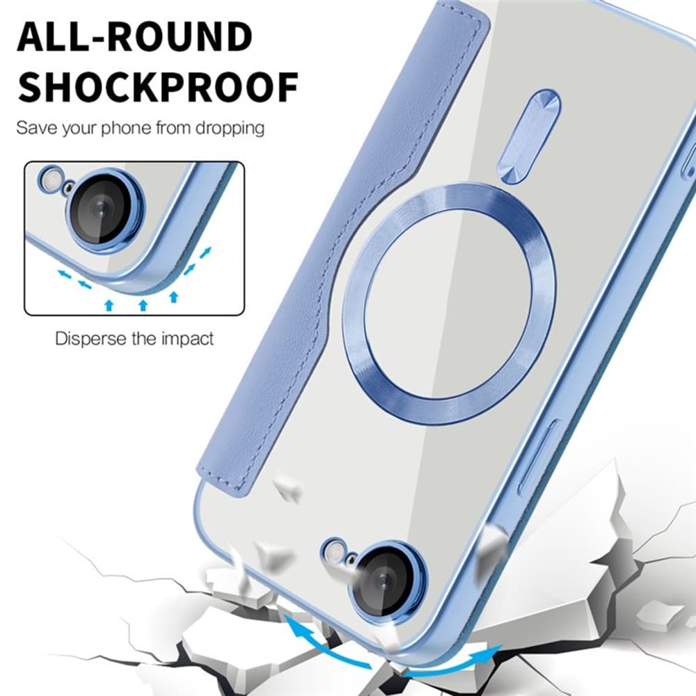 Pouzdro na knihu SmartMag pro iPhone 16e světle modré - náhled 3