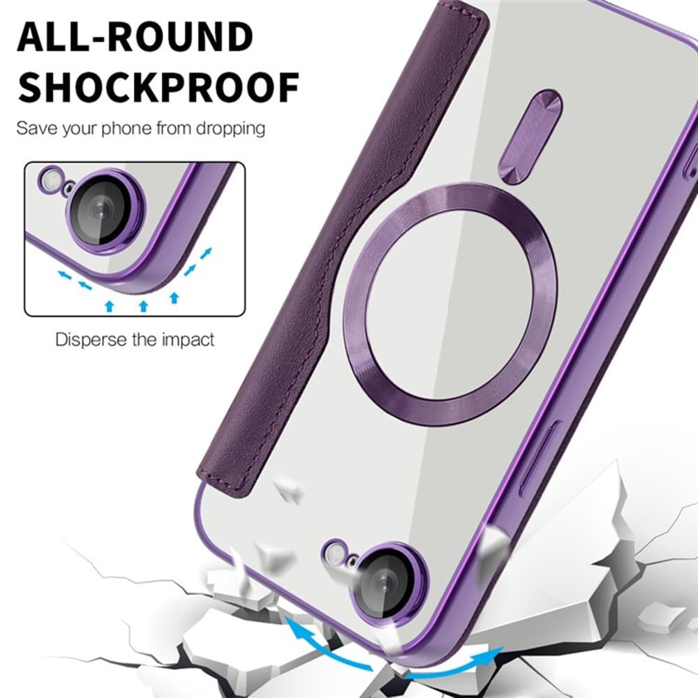 Pouzdro na knihu Techsuit SmartMag iPhone 16e fialové - náhled 3