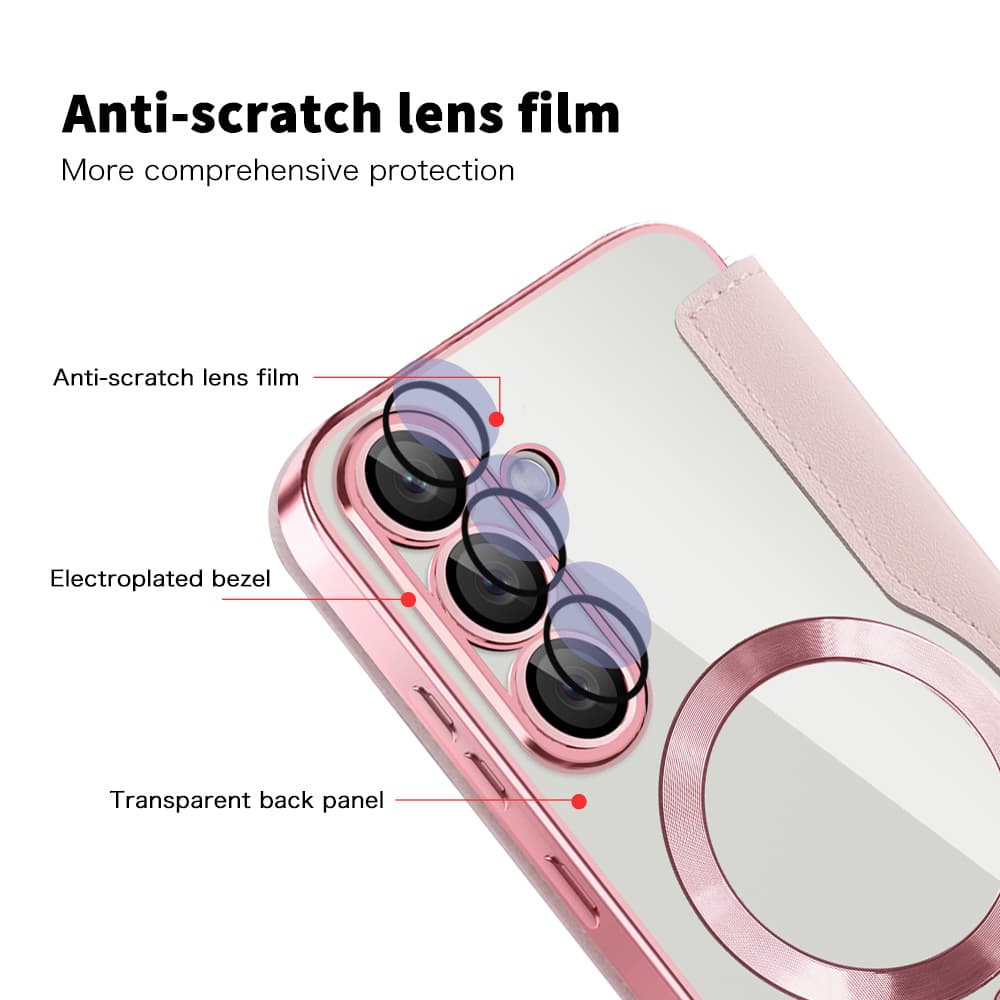 Techsuit SmartMag knížkové pouzdro Samsung Galaxy S25 Plus růžové - náhled 3