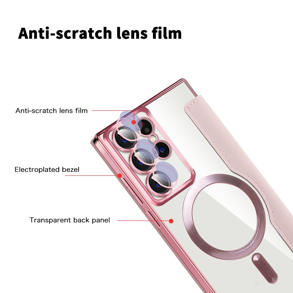 Techsuit SmartMag pouzdro na knihu Samsung Galaxy S22 Ultra 5G růžové - náhled 3