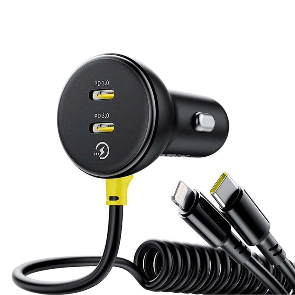 Baseus Car Charger 2x USB-C Rychlé Nabíjení s USB-C Lightning Kabelem 60W 1.4m Černá - náhled 3