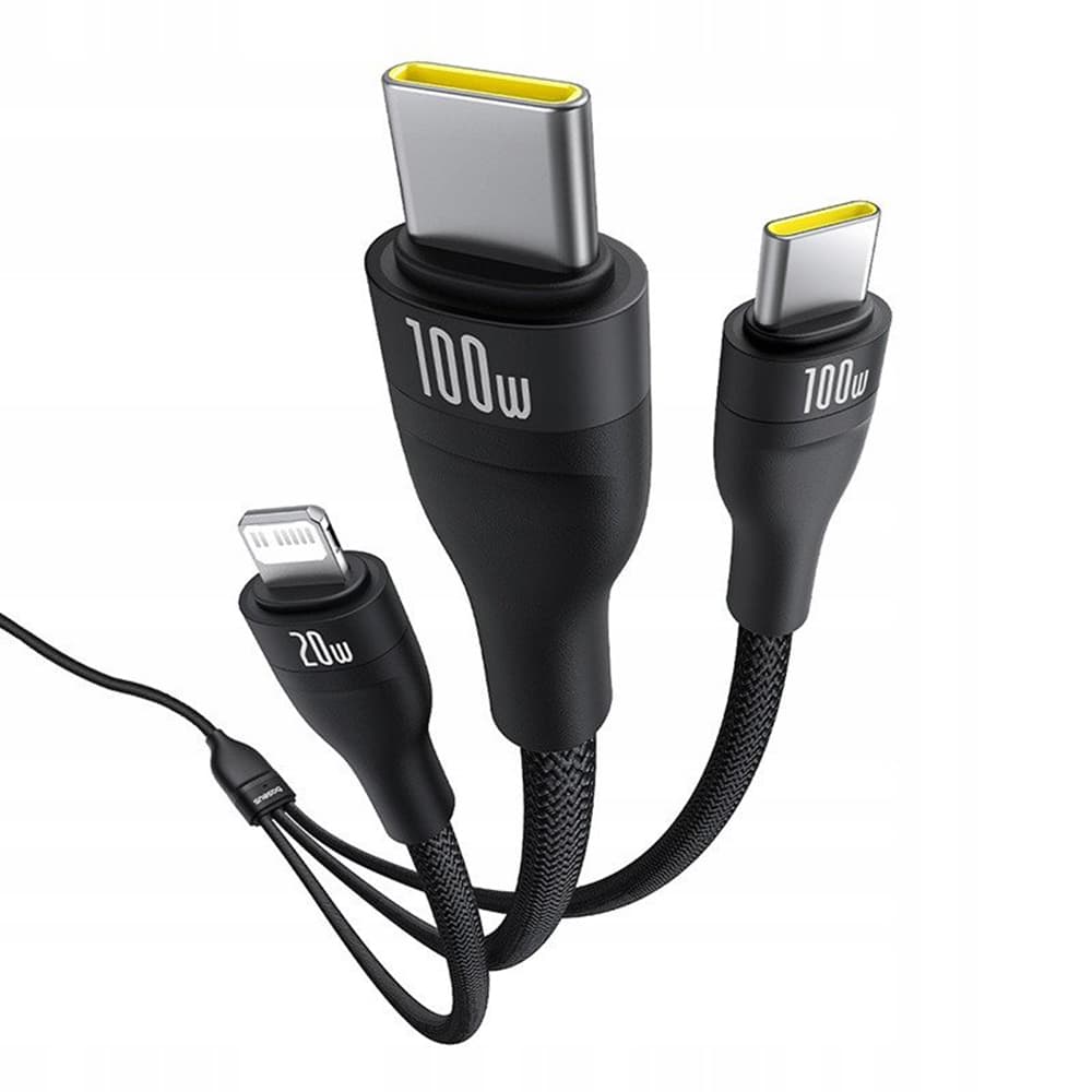 Baseus Data Cable Flash Series 3 USB-C na 2x USB-C Lightning 1.5m černý - náhled 3