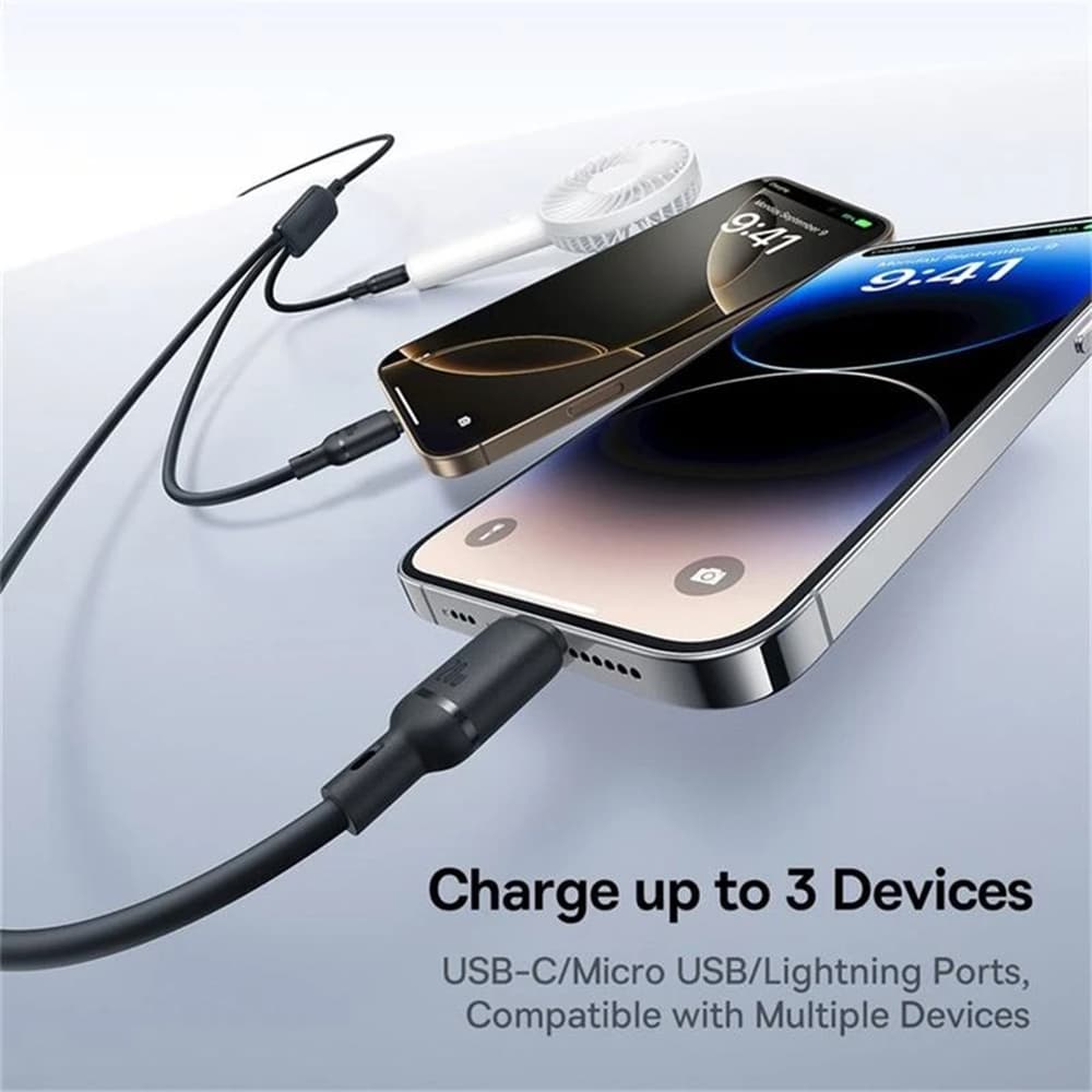 Datový kabel Baseus Silky (P10377706123-00) – rychlonabíjení, Type-C na Micro-USB, Lightning, USB-C, 100W, 1.5m – Cosmic Black - náhled 3