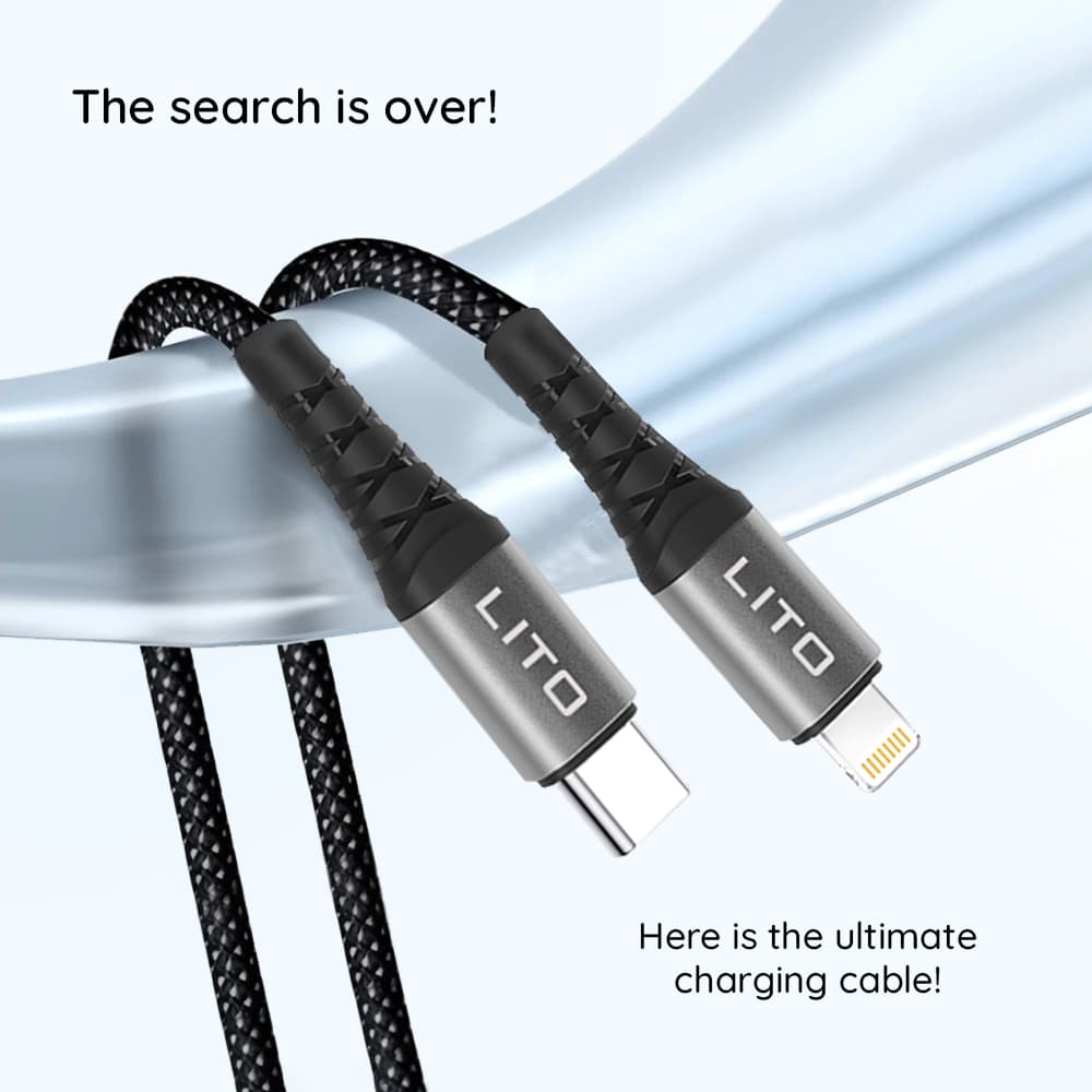 Lito Datový kabel LD22CL Type-C na Lightning Rychlonabíjecí 27W 2m černý - náhled 3