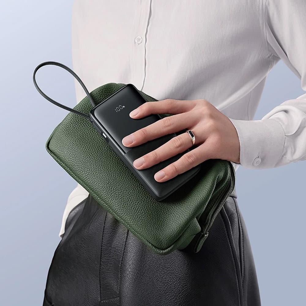 Baseus Power Bank Bipow 2 s vestavěným USB-C kabelem 10000mAh 20W černá - náhled 3