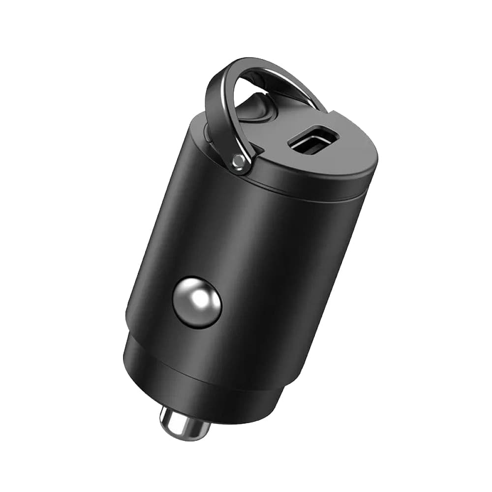 Techsuit Premium Car Charger NanoVolt C5 Mini Design Rychlé Nabíjení Type-C PD30W 3A Kroužek Hliníková Slitina Černá - náhled 3