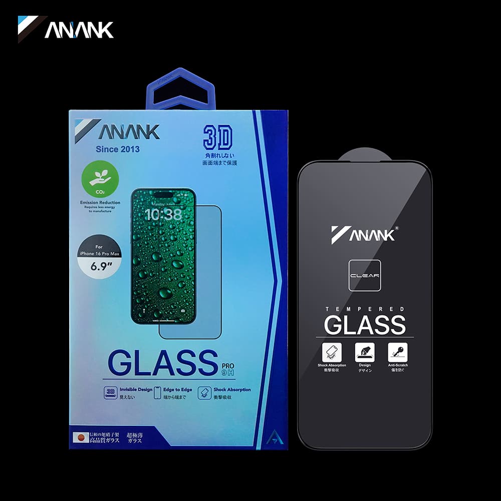 ANANK 3D neviditelné 3X zesílené Edge to Edge iPhone 16 Pro černá - náhled 3