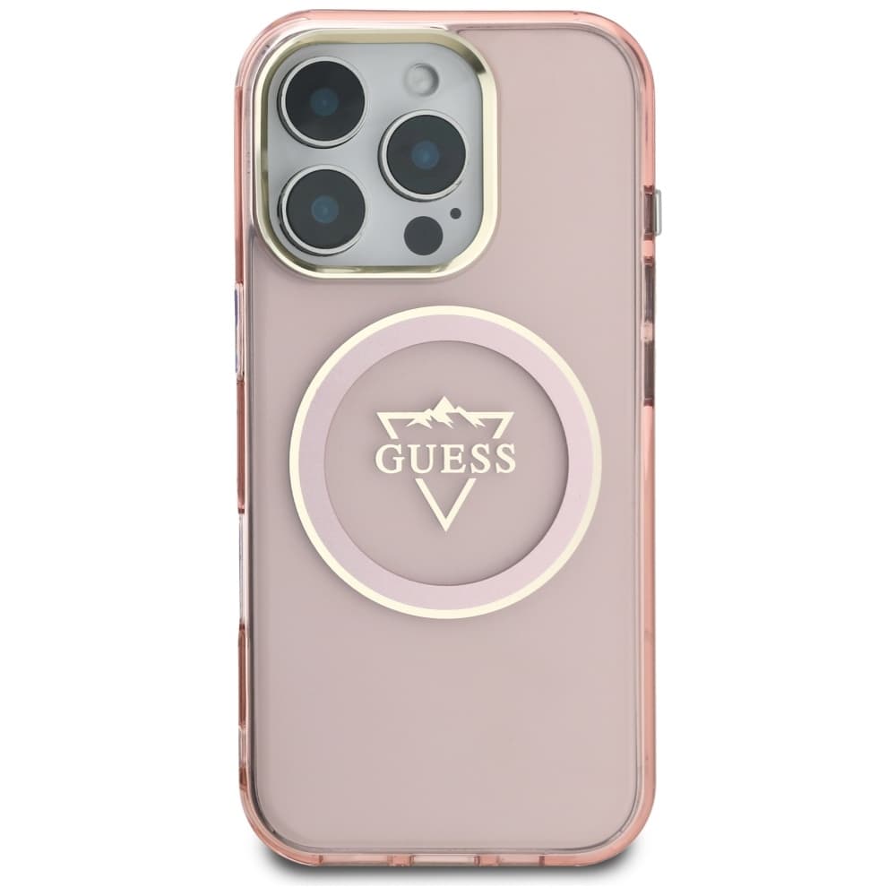 Guess IML Metal Mountain Logo MagSafe iPhone 16 Pro Max růžová - náhled 3