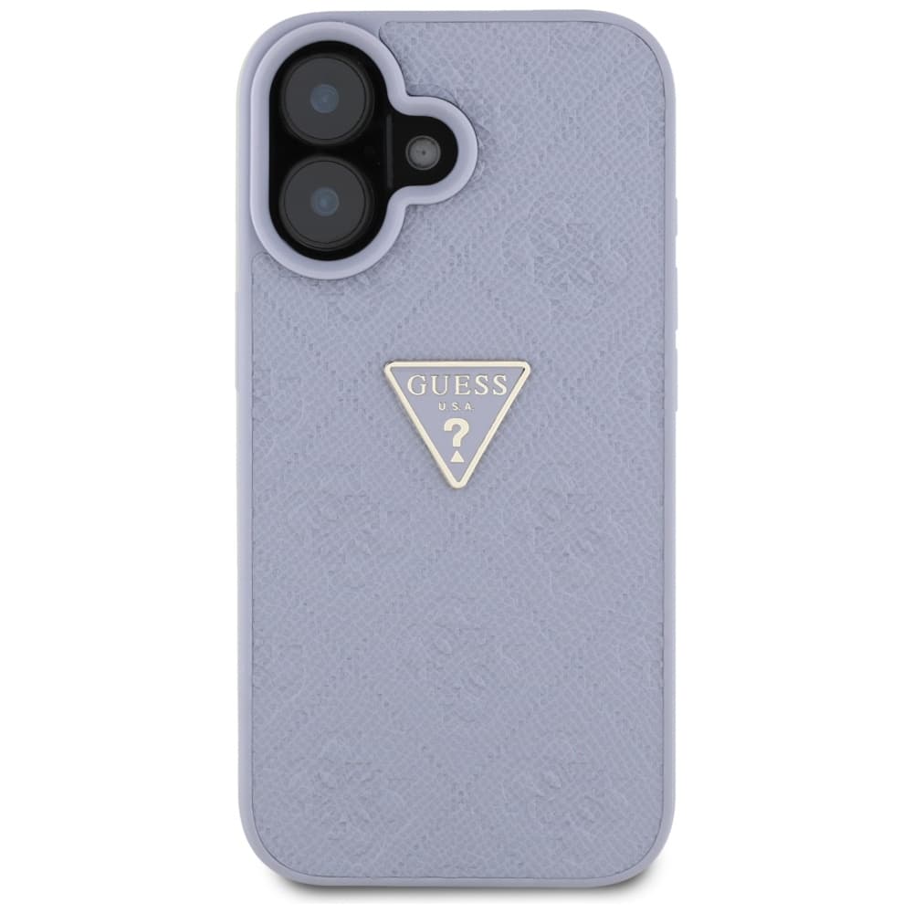 Guess Leather Hot Stamp 4G Pattern Triangle Metal Logo iPhone 16 světle fialová - náhled 3