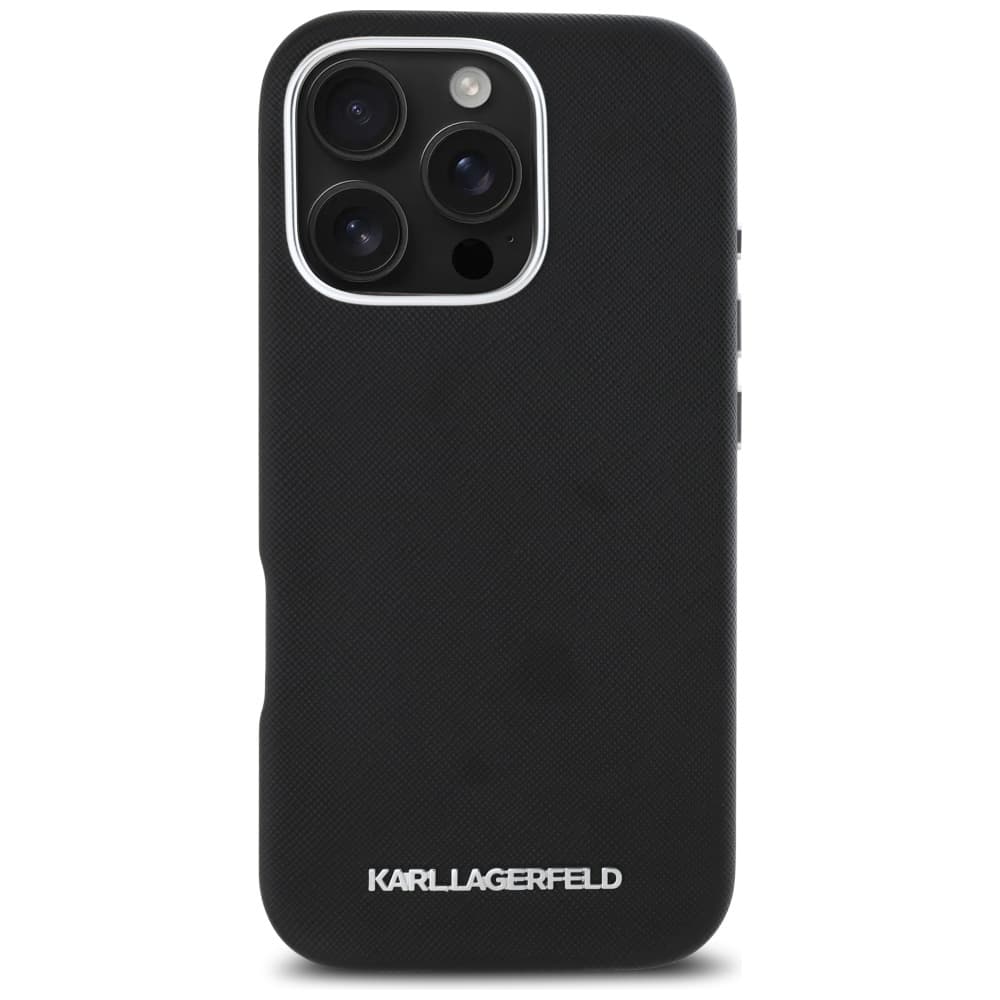 Karl Lagerfeld Saffiano obal s logem MagSafe iPhone 16 Pro černý - náhled 3