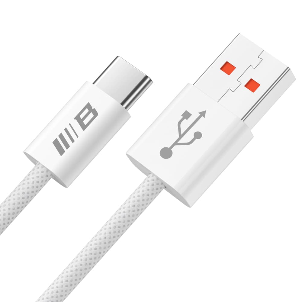 Blueo Datový kabel USB-A na Type-C pletený rychlonabíjecí 6A bílý - náhled 3