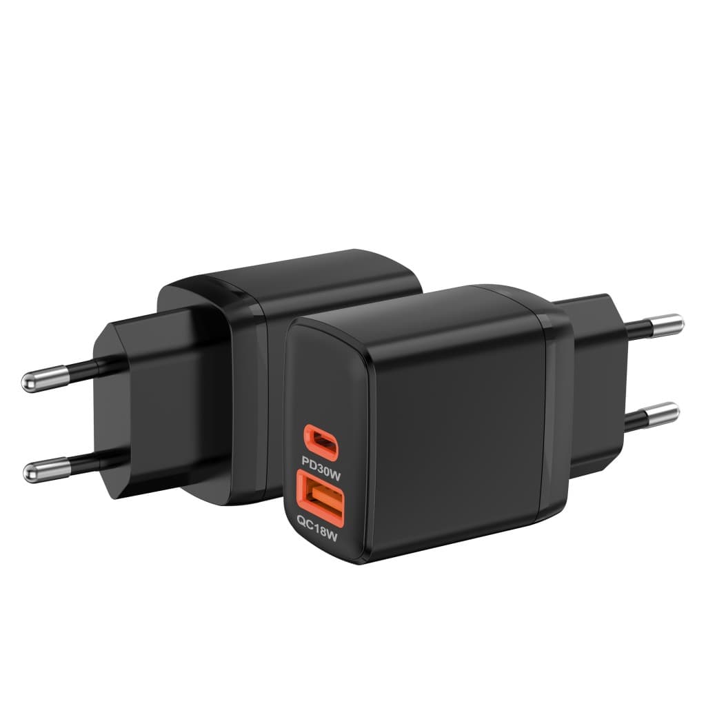 Nabíječka Techsuit Duonix30W (CH1) Type-C USB Duální cestovní 30W černá - náhled 3