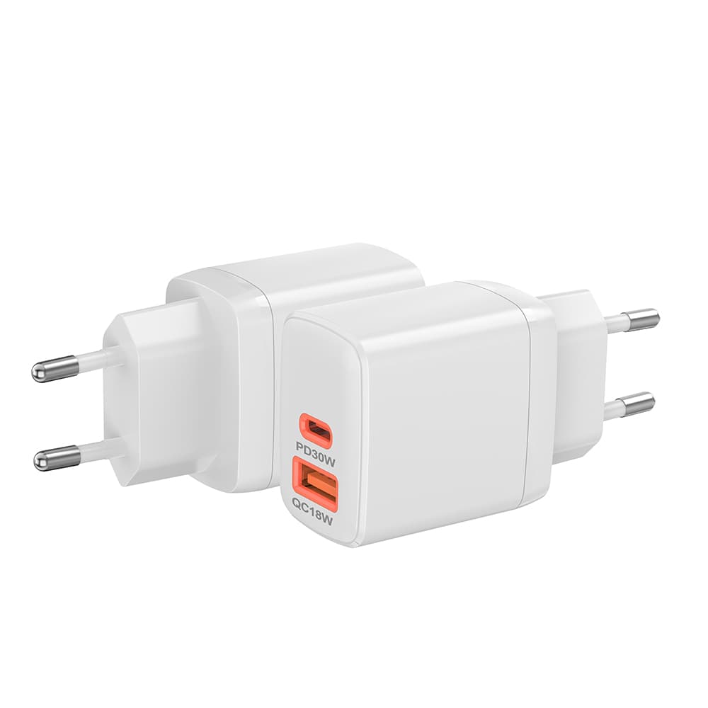 Nabíječka Techsuit Duonix30W CH1 Type-C USB Dual Travel 30W bílá - náhled 3
