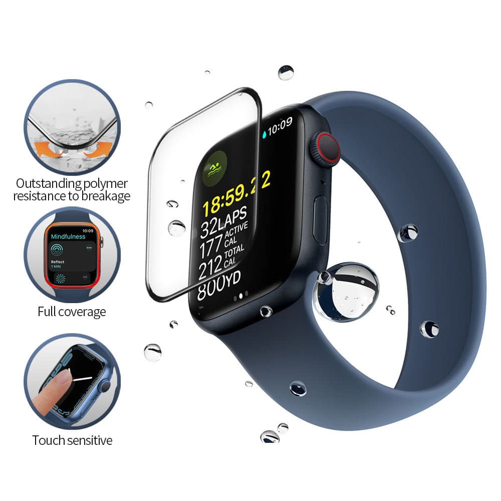 Blueo ochranná fólie s lokátorem Apple Watch 10 42mm 11 42mm černá - náhled 3