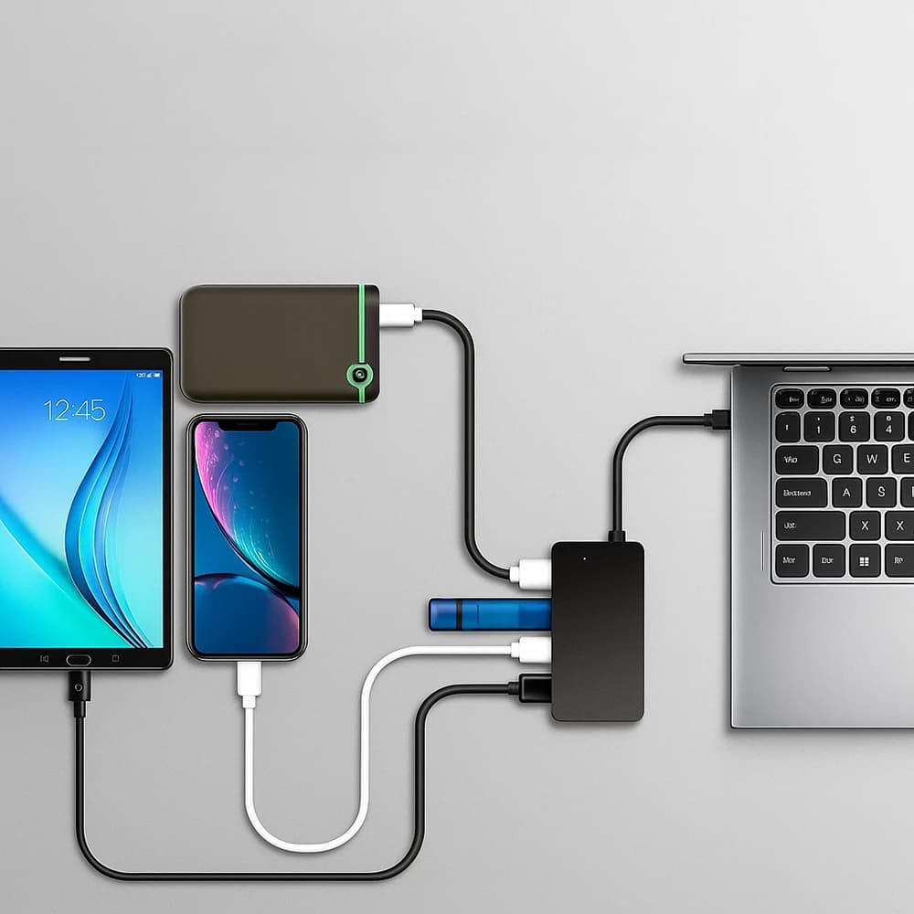 Techsuit Docking Station QuantumNode 4 v 1 H16 USB-C na 4x USB 3.0 ABS černá - náhled 3