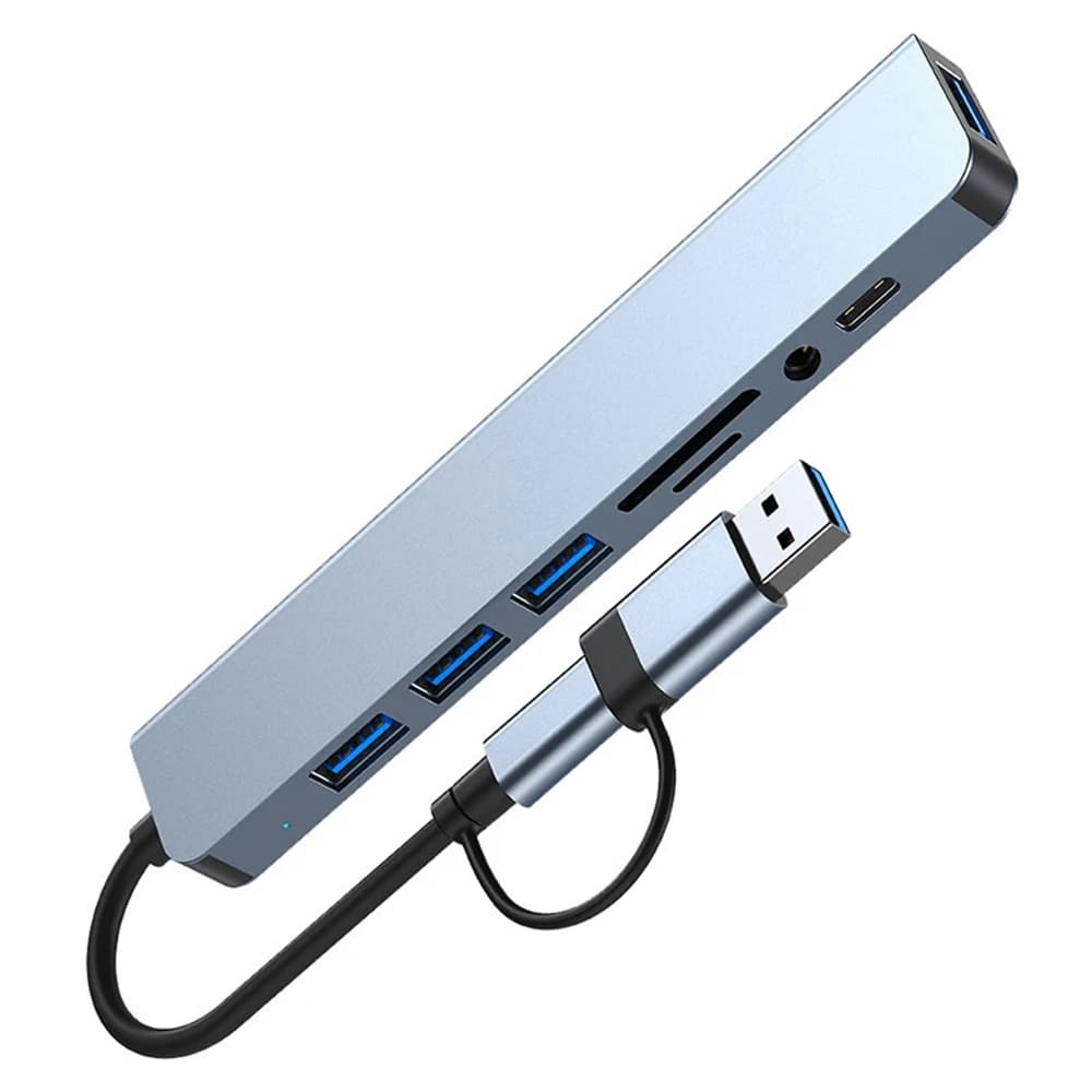 Techsuit Docking Station DataBridge 8 in 1 H9 USB Type-C šedá - náhled 3