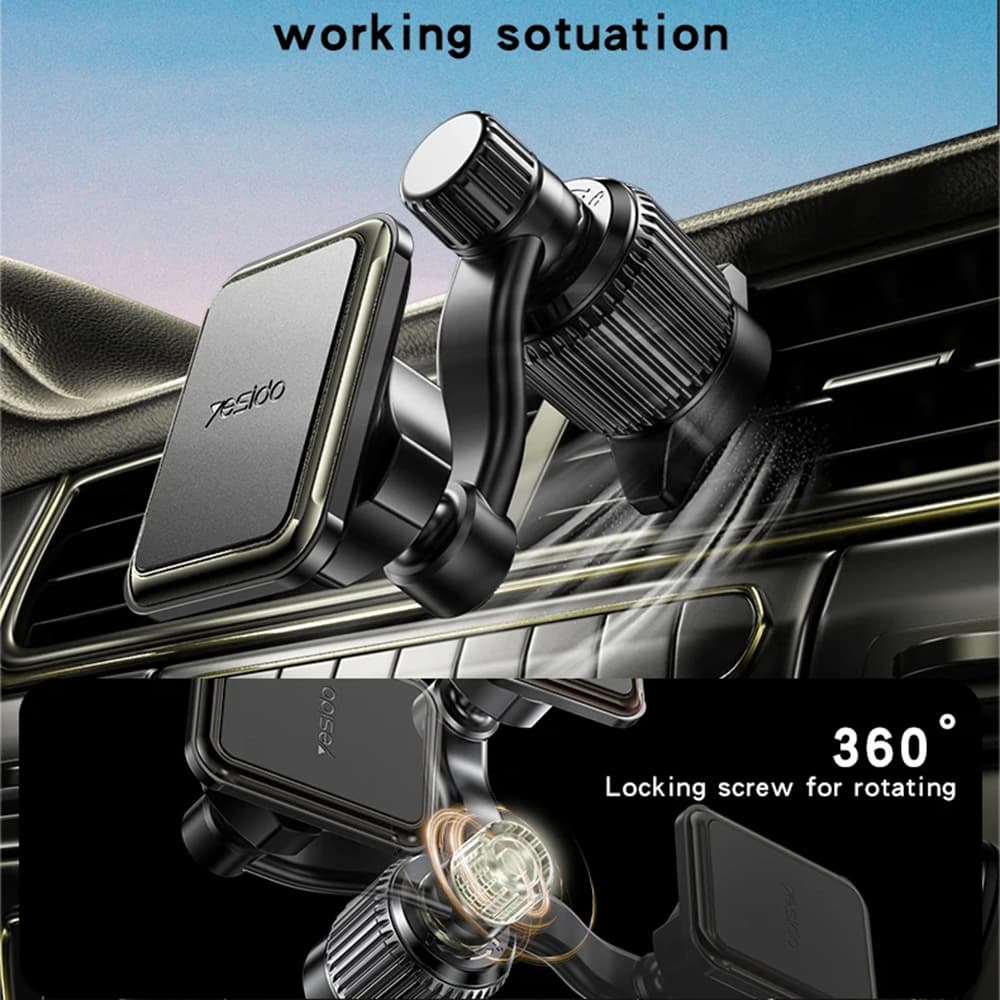Yesido Car Holder C244 Magnetický do ventilace vylepšený klip černý - náhled 3