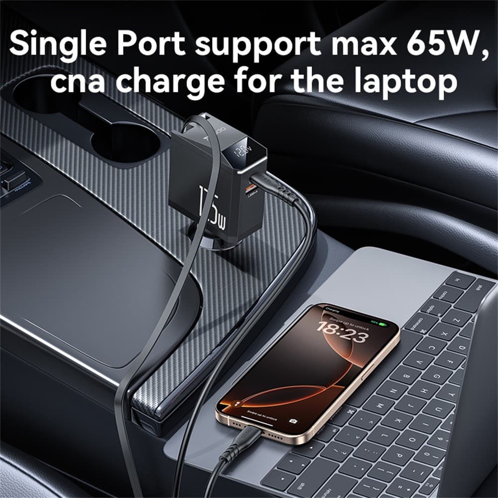 Yesido 4v1 nabíječka do auta Y71 s USB-C kabelem Lightning adaptérem 125W černá - náhled 3