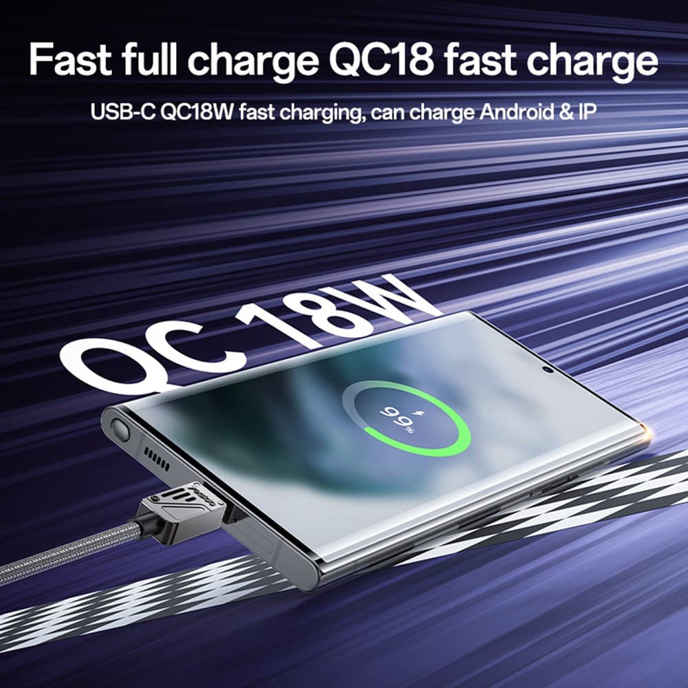 Yesido Data Cable CA135C USB na Type-C Rychlé nabíjení 1.2m Černá - náhled 3