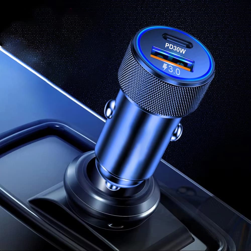 Techsuit Premium nabíječka do auta VoltDuo (C2) s LED světlem černá - náhled 3