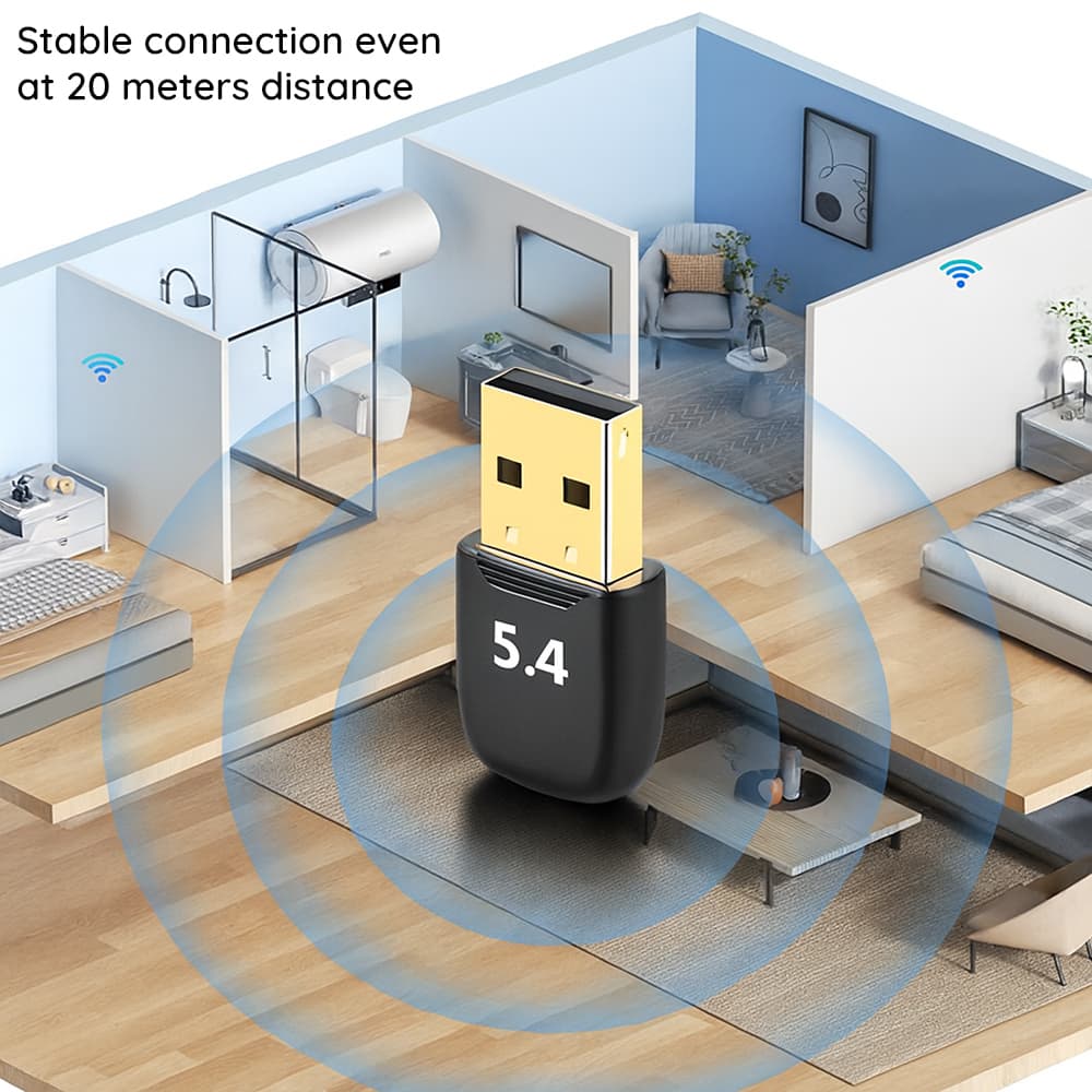 Techsuit Bluetooth Dongle Adapter BlueJet (A20) pro PC Bluetooth 5.4 černý - náhled 3