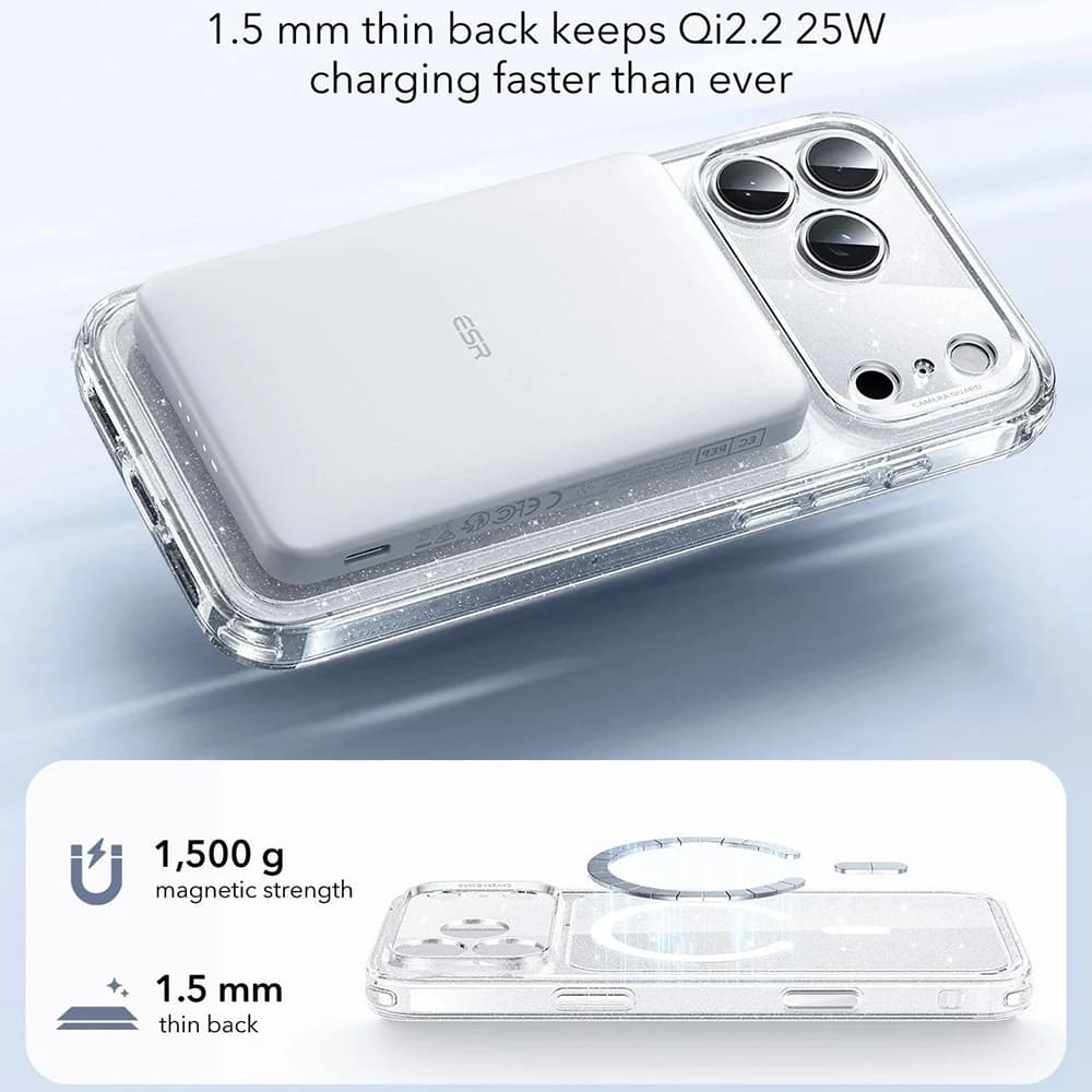 ESR Classic Hybrid HaloLock pro iPhone 17 Pro čirý třpytivý - náhled 3
