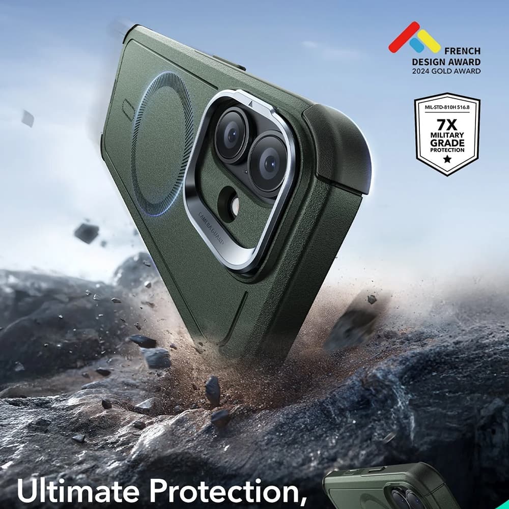 ESR Cyber Armor Kickstand pro iPhone 17 zelený - náhled 3