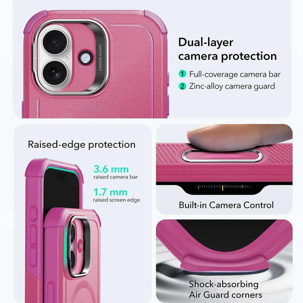 ESR Cyber Armor Kickstand pro iPhone 17 růžová - náhled 3