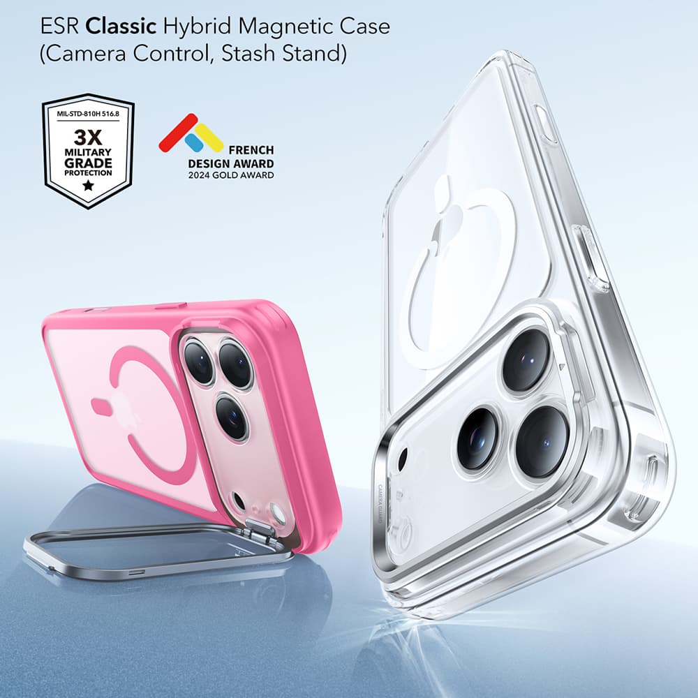 ESR Classic Hybrid HaloLock Kickstand pro iPhone 17 Pro Max Růžová - náhled 3